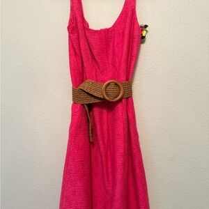 Nine West Pink Midi Dress with Tan Belt